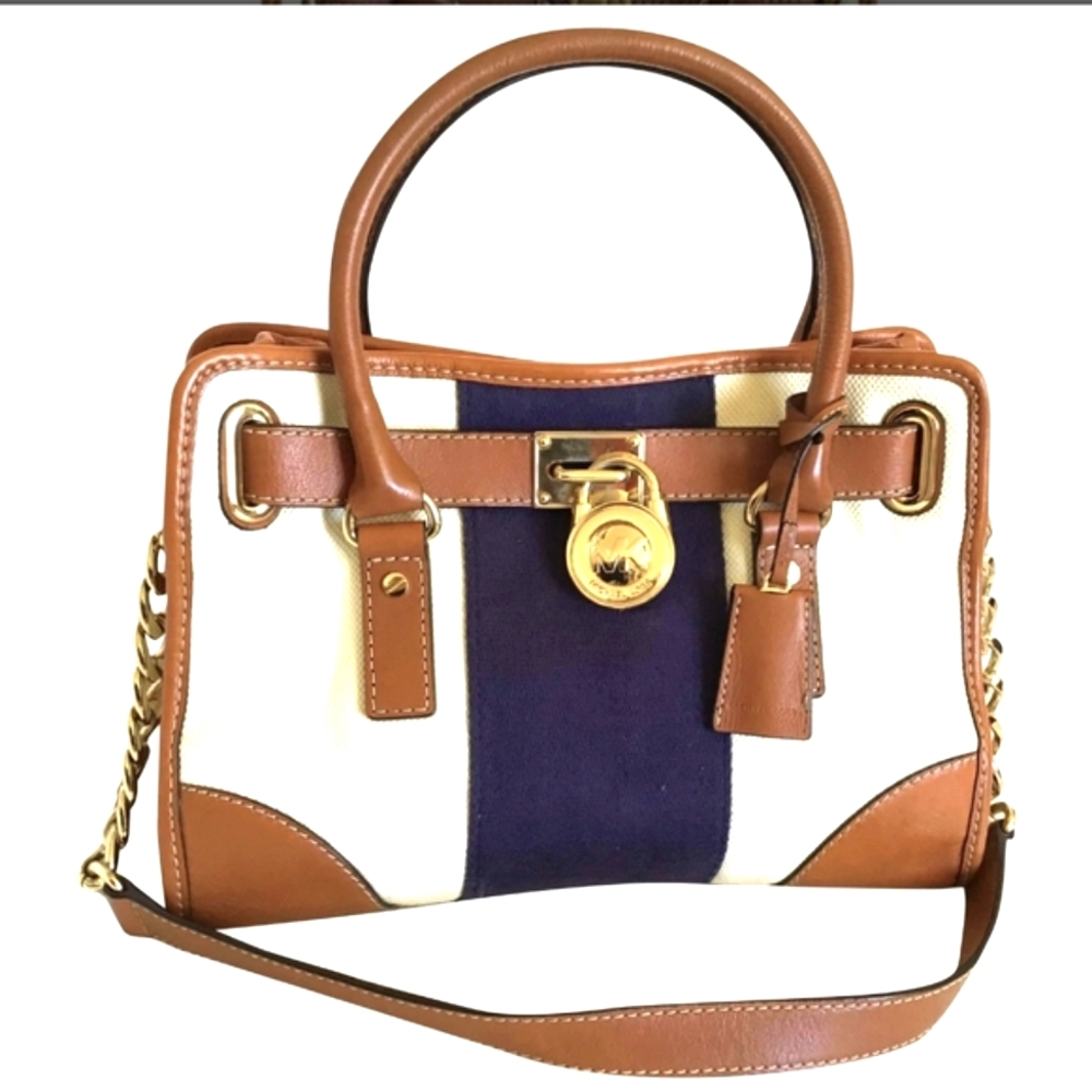 Michael Kors Hamilton Cream Cognac Dark Blue